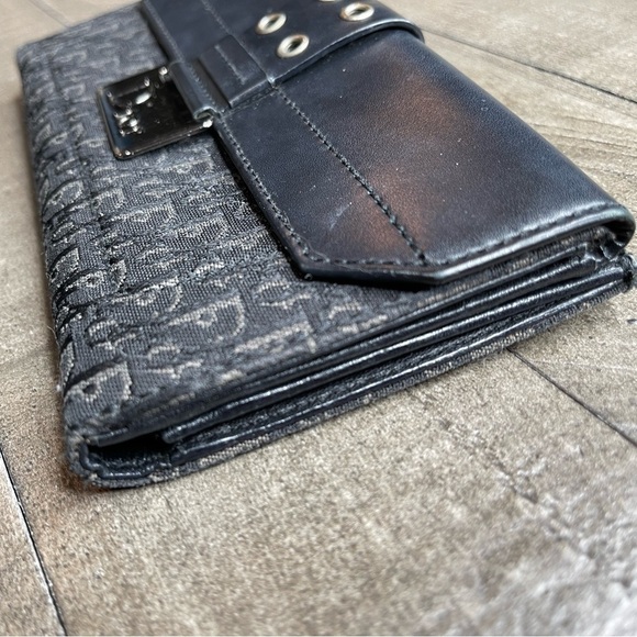 Christian Dior Wallet Authentic Black Leather Long Monogram Street Chic Logo - Picture 3 of 8